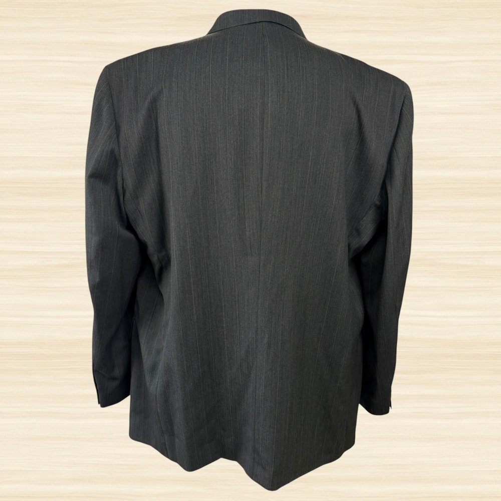 Stafford 100% Wool Charcoal Pinstripe 2 Piece Suit Jacket 48L Pants 36x32 Mens - Picture 3 of 16